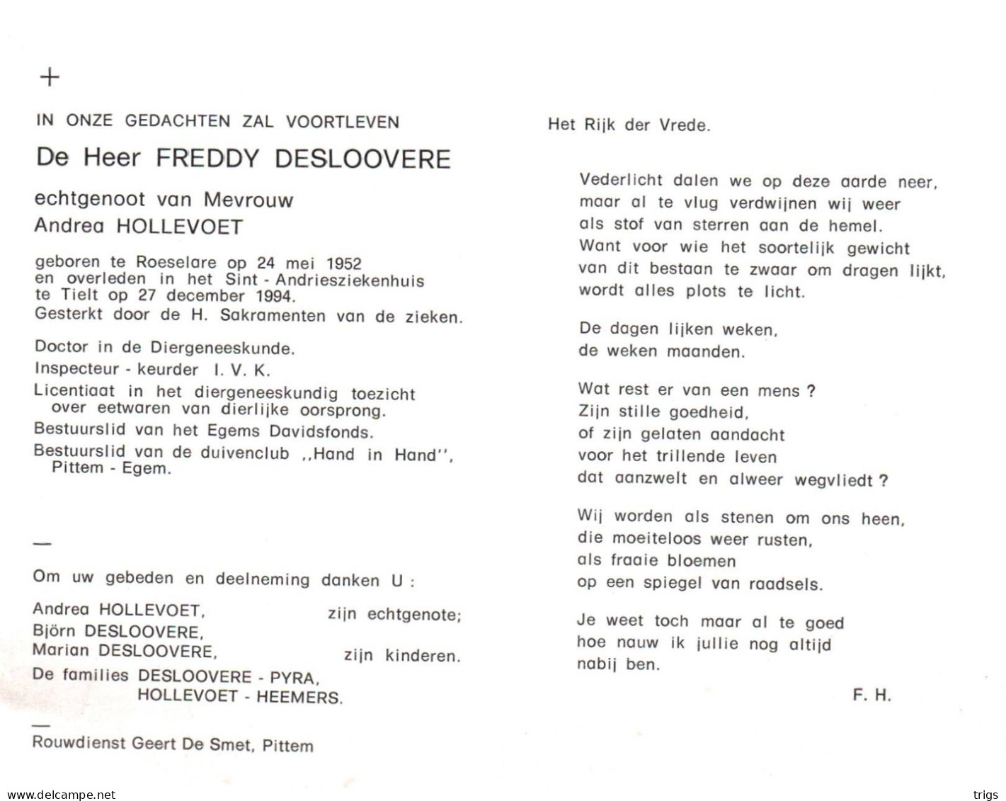 Freddy Desloovere (1952-1994) - Andachtsbilder