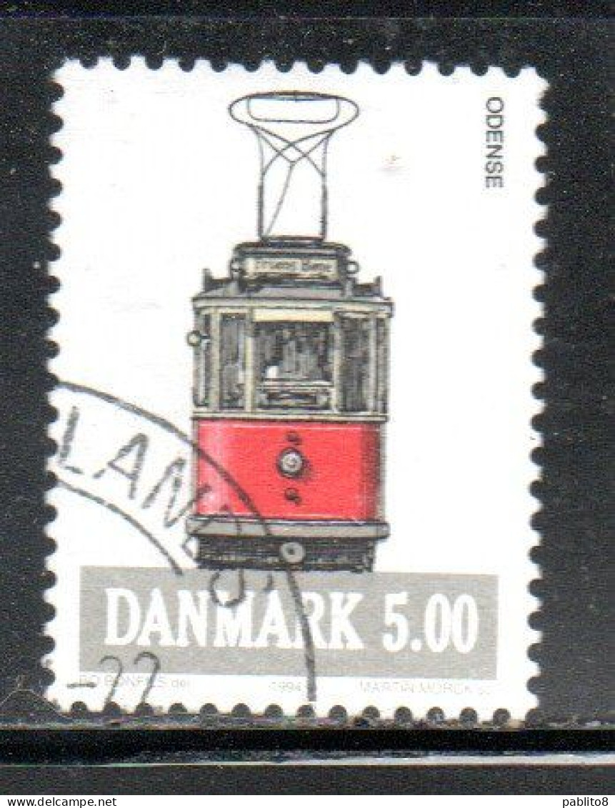 DANEMARK DANMARK DENMARK DANIMARCA 1994 TRAMS COPENHAGEN ODENSE TRAM 5k USED USATO OBLITERE' - Used Stamps