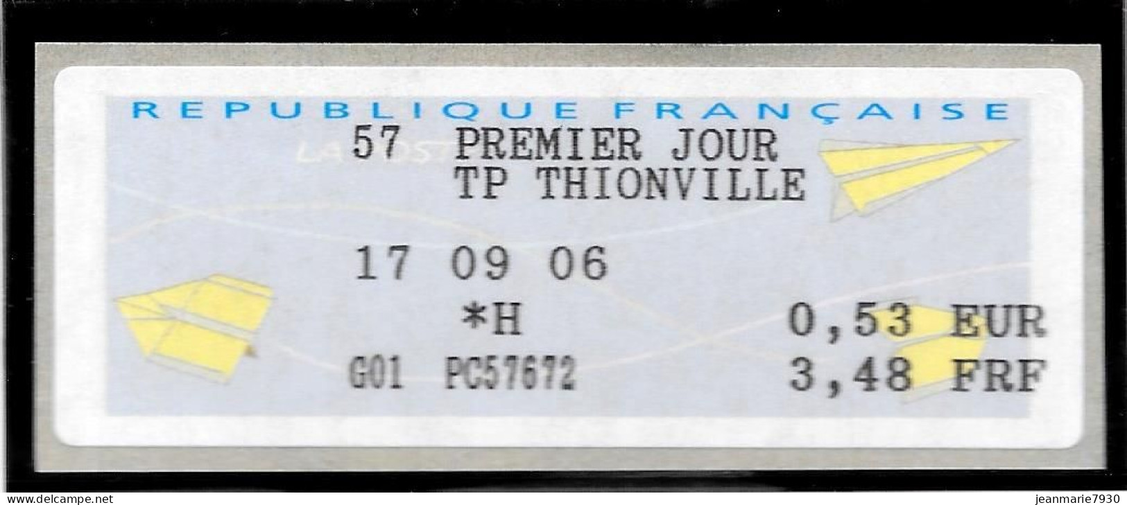 P188 - LETTRE DE THIONVILLE DU 17/09/06 + VIGNETTE MOG - PREMIER JOUR DU TIMBRE DE THIONVILLE PONT ECLUSE - 2000 « Avions En Papier »