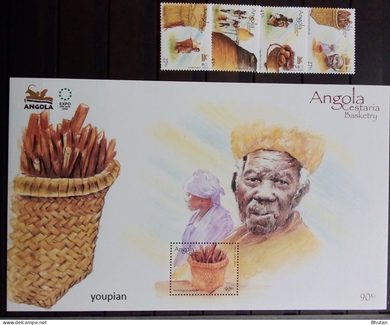 Angola 2005, EXPO 2005 - Basketry, MNH S/S And Stamps Set - Angola