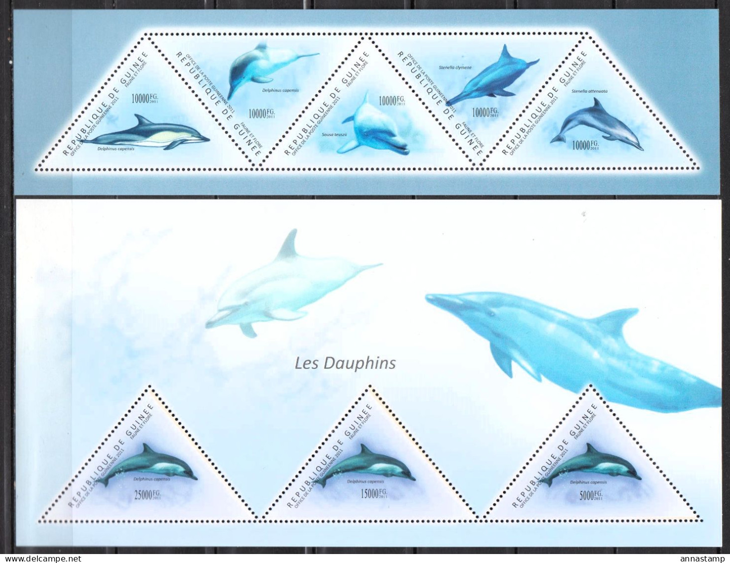 Guinea 2 MNH Minisheets From 2011 - Dauphins