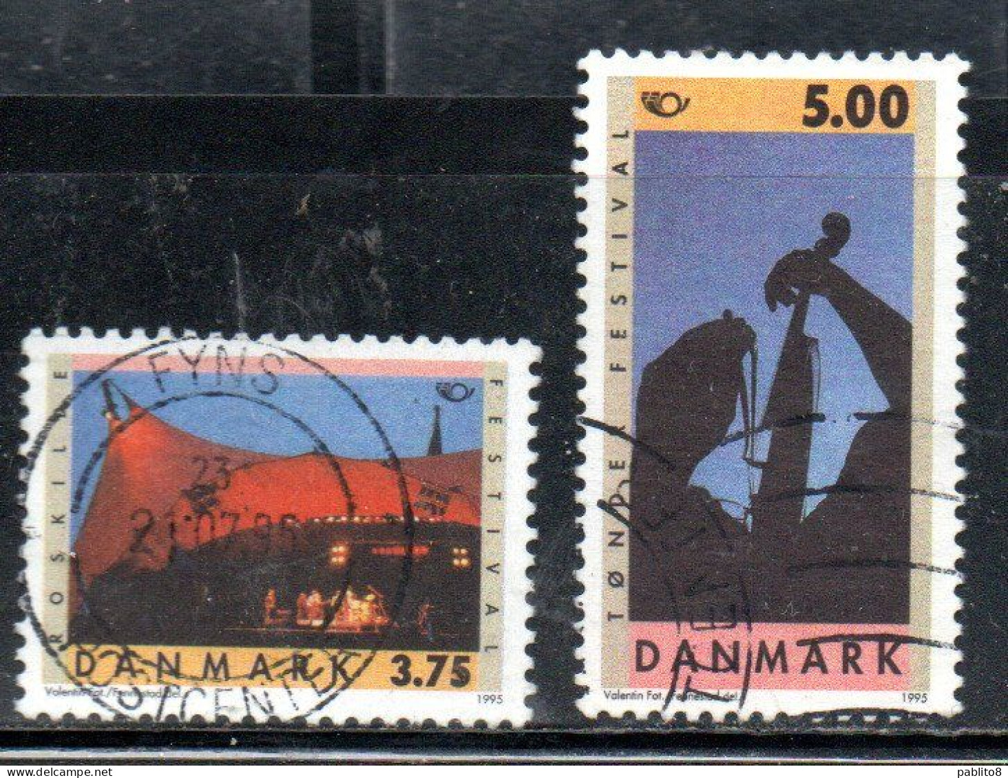 DANEMARK DANMARK DENMARK DANIMARCA 1995 ROSKILDE AND TONDER FESTIVAL COMPLETE SET SERIE COMPLETA USED USATO OBLITERE' - Oblitérés