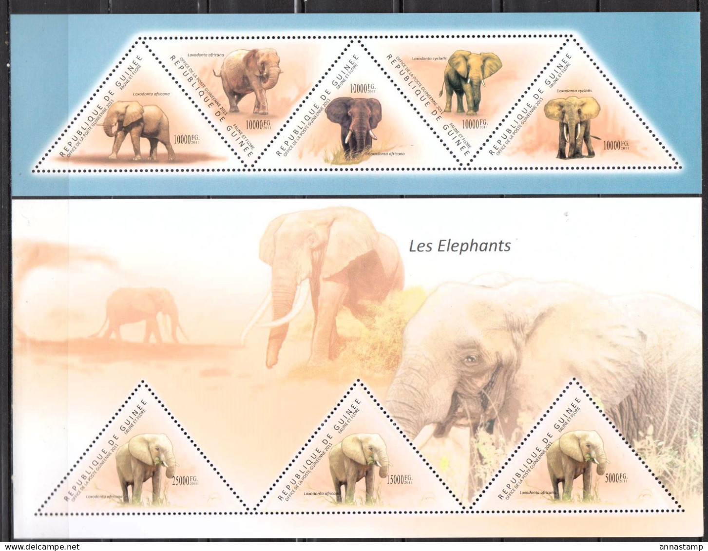 Guinea 2 MNH Minisheets From 2011 - Elefantes