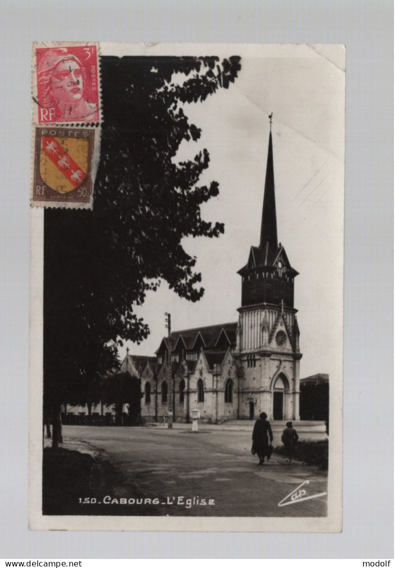 CPSM - 14 - N°150 - Cabourg - L'Eglise - Circulée (pli) - Cabourg