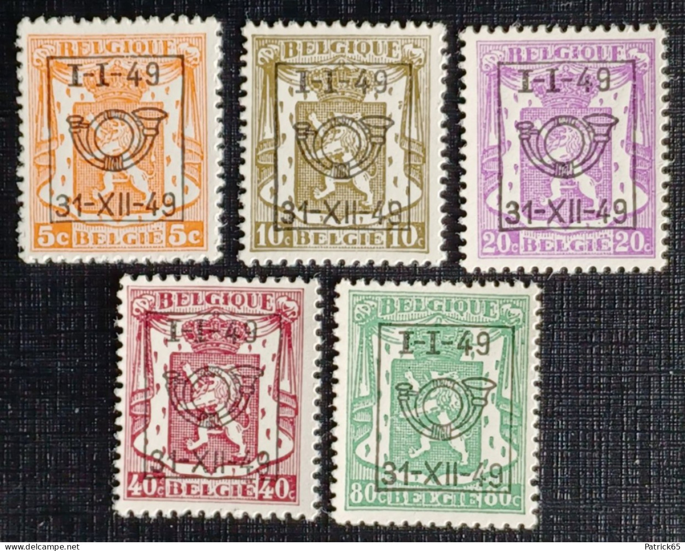 Belgie 1949 Obp.nrs.PRE 589/593 Klein Staatswapen - Type D - Reeks 36 - Typografisch 1936-51 (Klein Staatswapen)