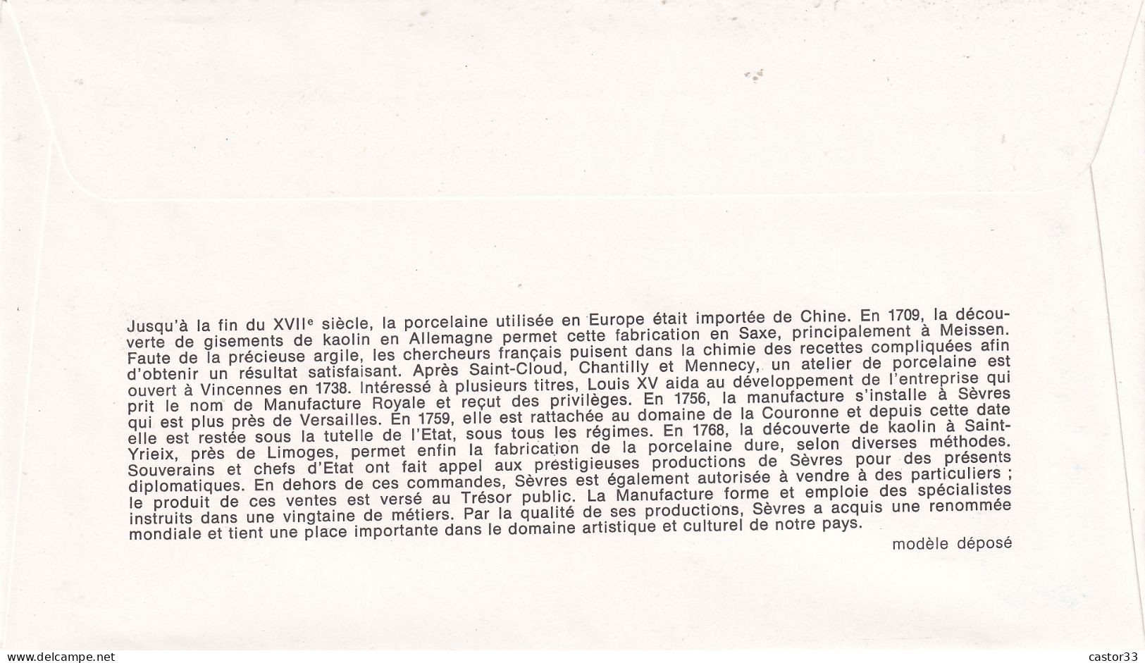 1er Jour, Europa, Porcelaine De Sèvres - 1970-1979