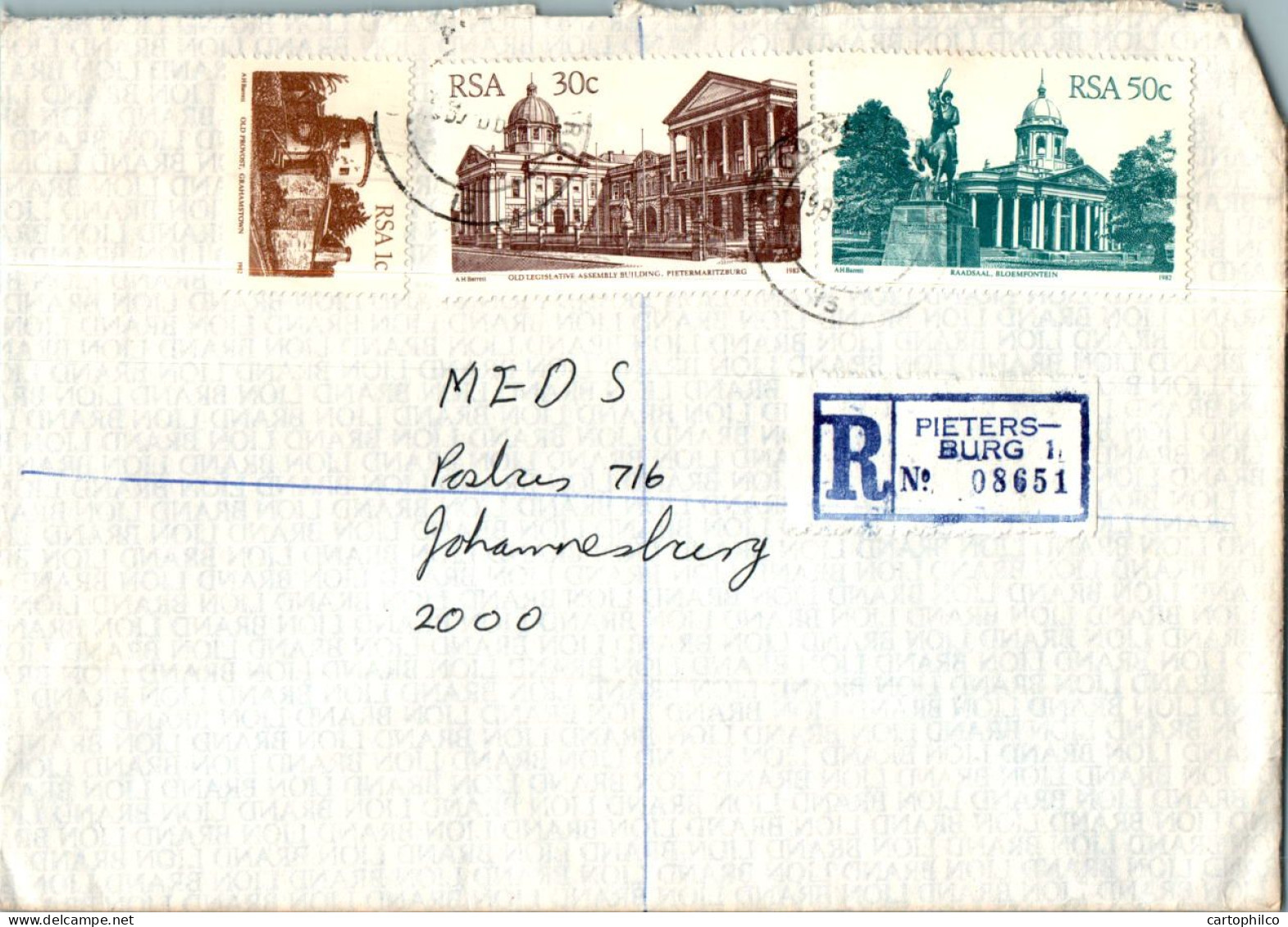 RSA South Africa Cover Pietersburg  To Johannesburg - Covers & Documents