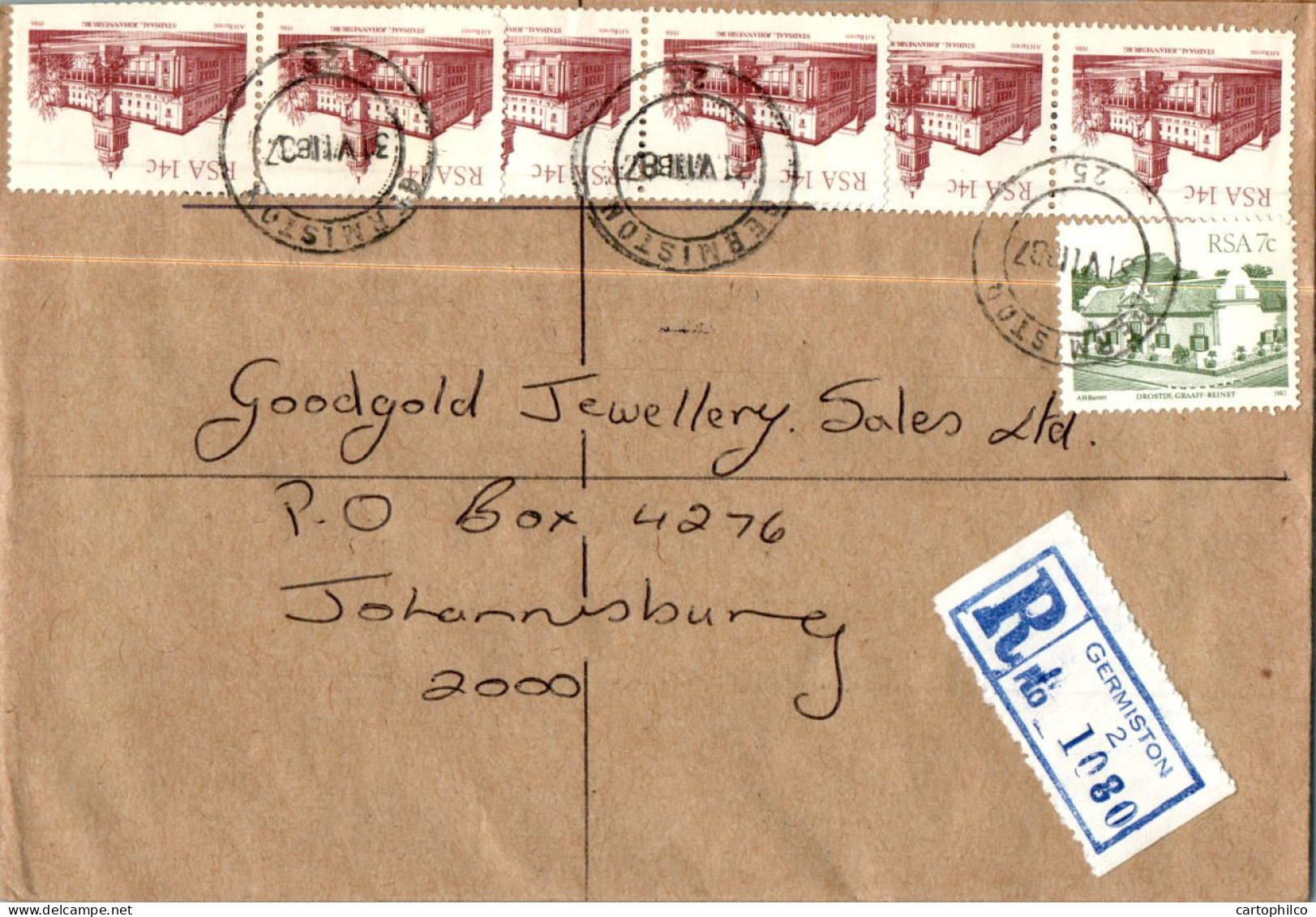 RSA South Africa Cover Germiston  To Johannesburg - Covers & Documents