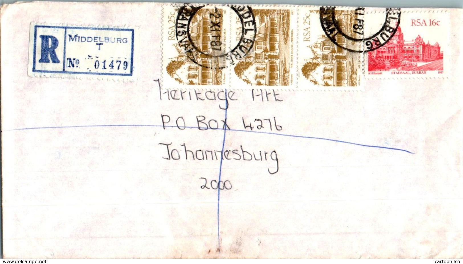 RSA South Africa Cover Middelburg  To Johannesburg - Briefe U. Dokumente