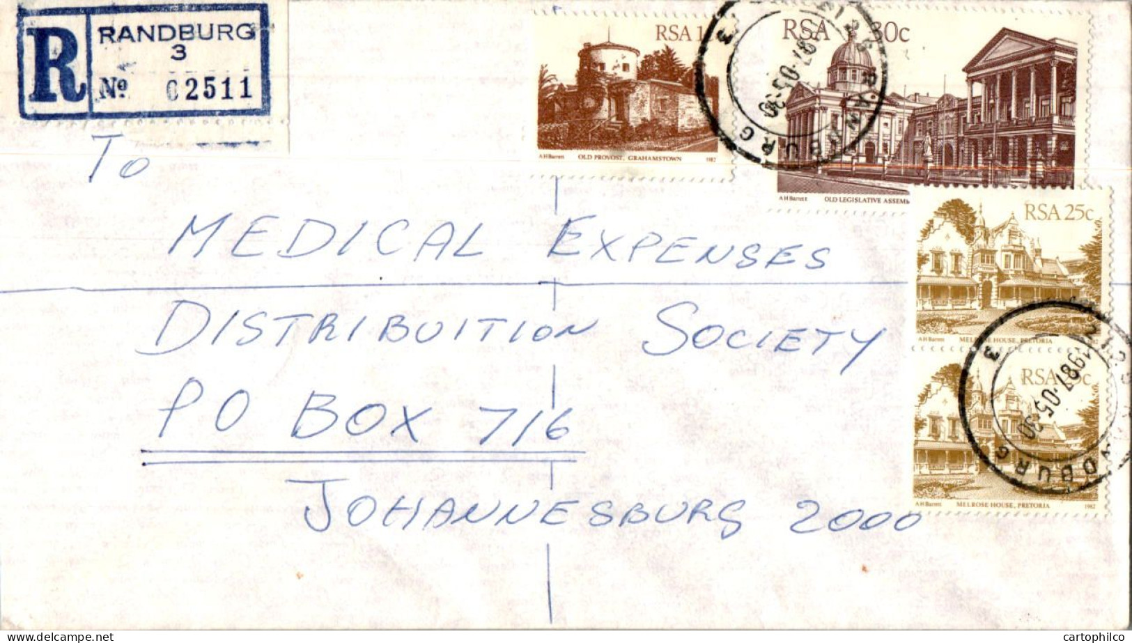 RSA South Africa Cover Randburg  To Johannesburg - Cartas & Documentos