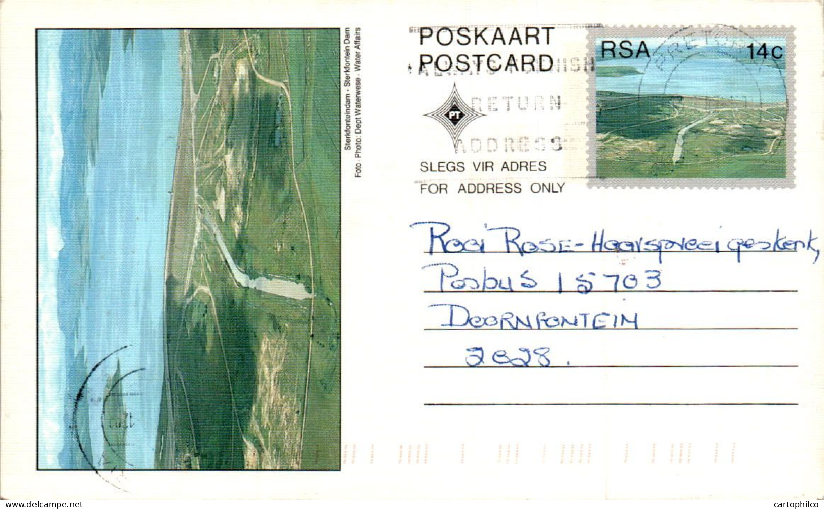 RSA South Africa Postal Stationery Dam To Doornfontein - Covers & Documents