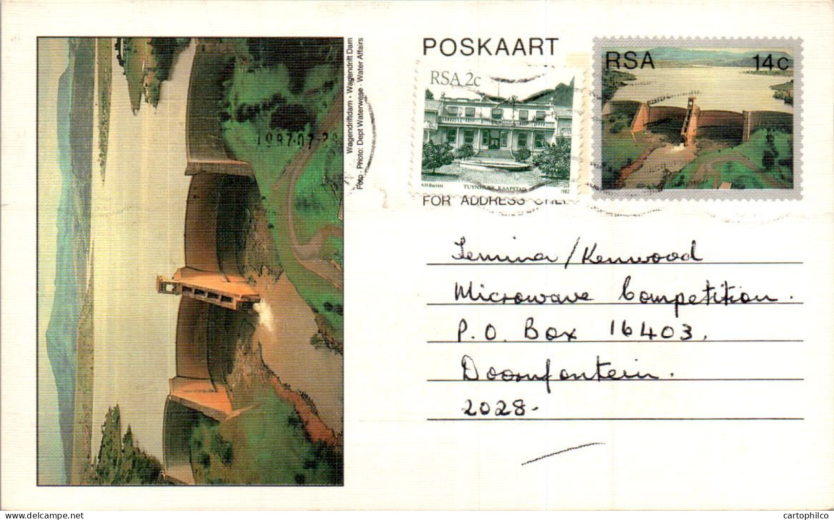 RSA South Africa Postal Stationery Dam To Doornfontein - Covers & Documents