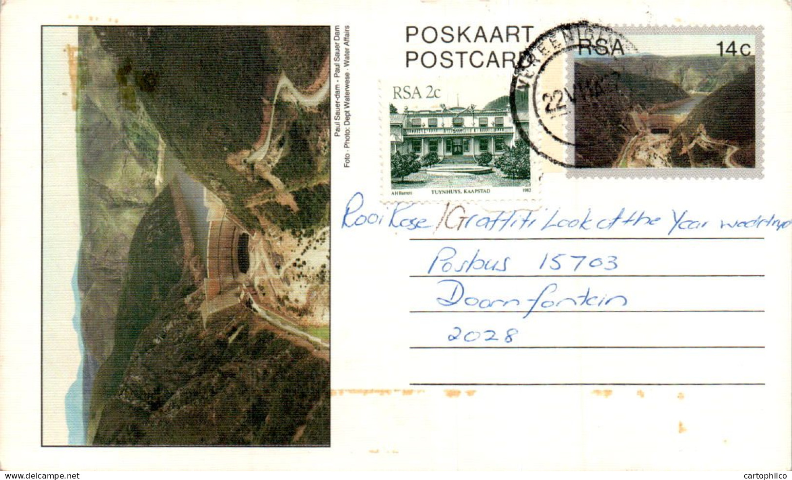 RSA South Africa Postal Stationery Dam To Doornfontein - Cartas & Documentos