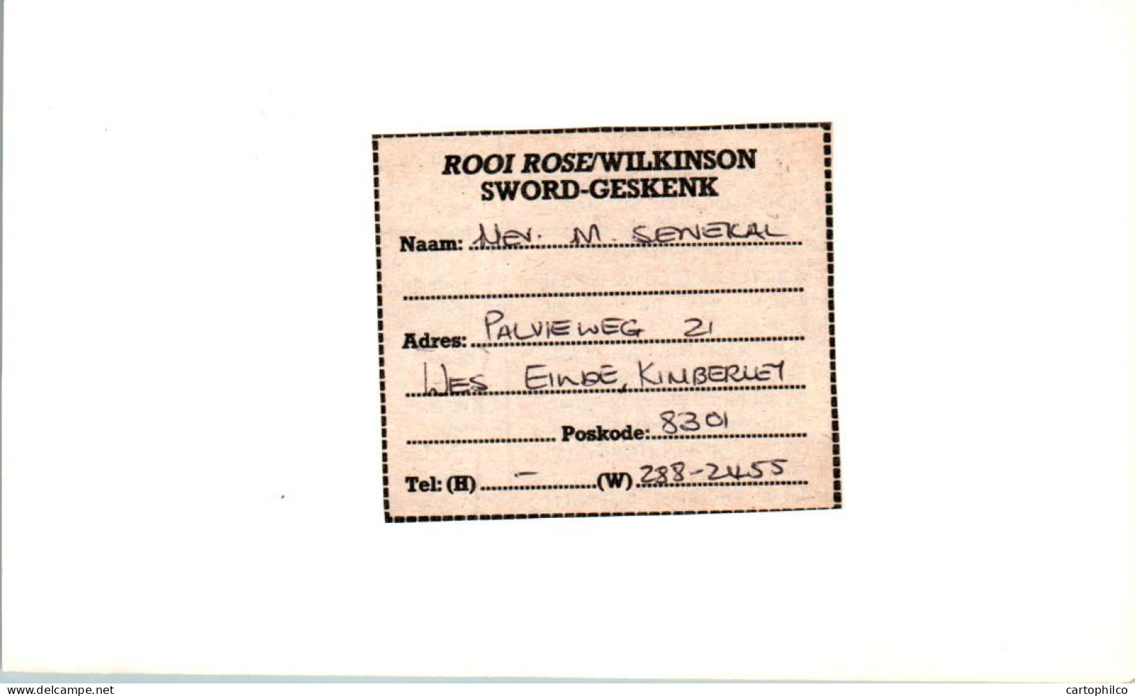 RSA South Africa Postal Stationery Dam To Doornfontein - Lettres & Documents