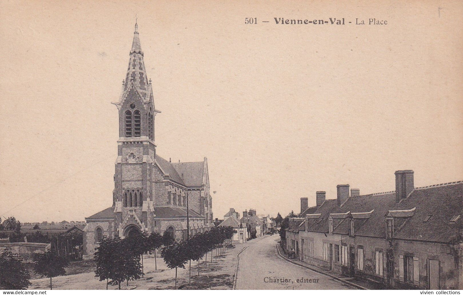 Vienne En Val (45 Loiret) La Place De L'église - édit. Chartier - Other & Unclassified