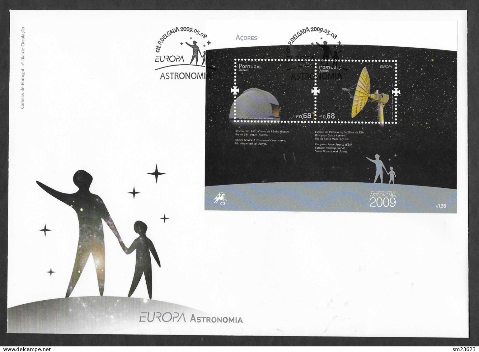 Portugal / Acores 2009  Mi.Nr. 558 / 559 - Sheet 41 , EUROPA CEPT / Astronomie - FDC CTT P.Delgada 2009.05.08 - 2009