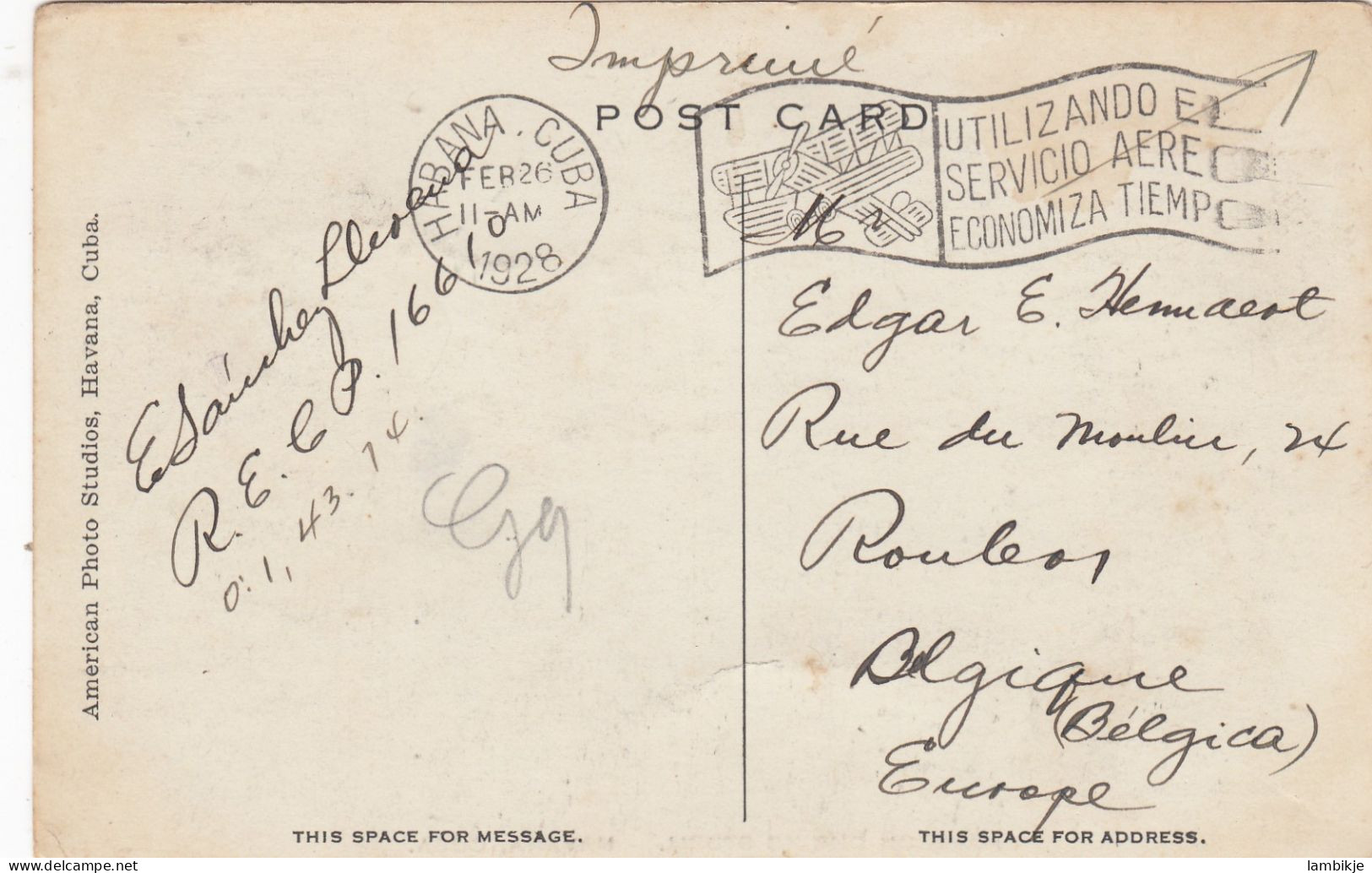 Cuba Postcard Airmail 1928 - Lettres & Documents