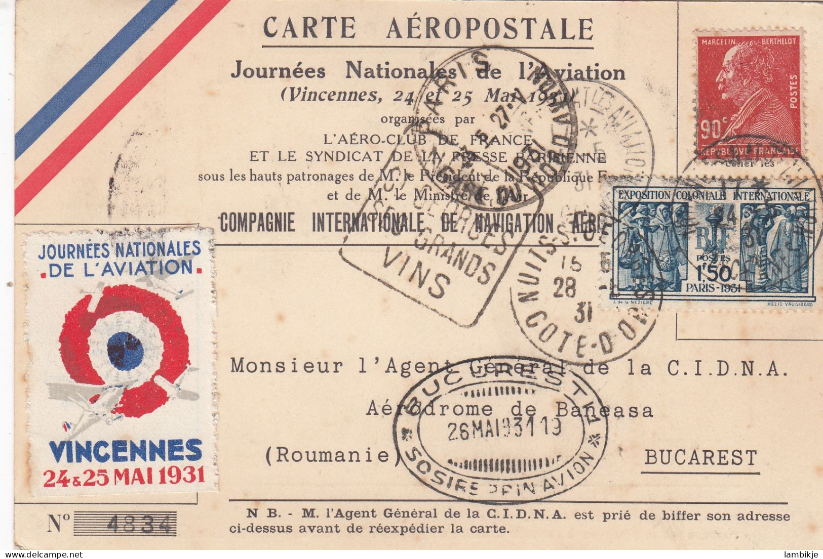 France Postcard Airmail 1931 - Storia Postale