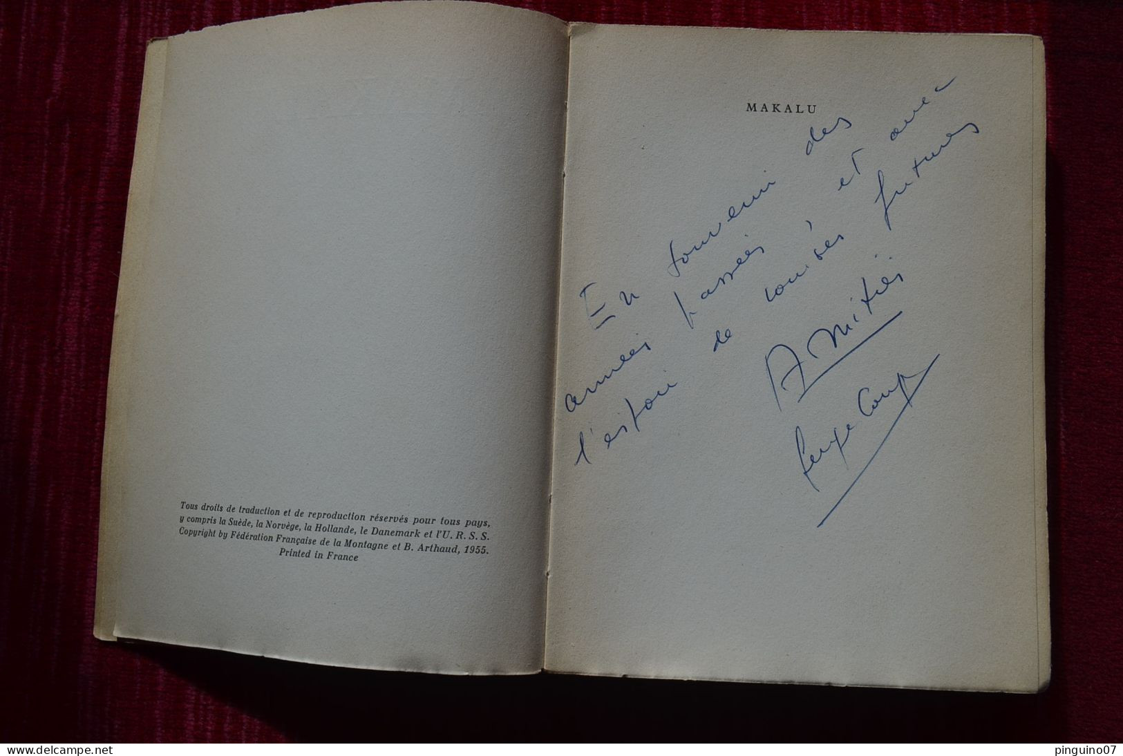 Signed Alpinist S. Coupé Dédicace Makalu 1955 First Ascent  Mountaineering Himalaya Escalade Alpinisme - Livres Dédicacés