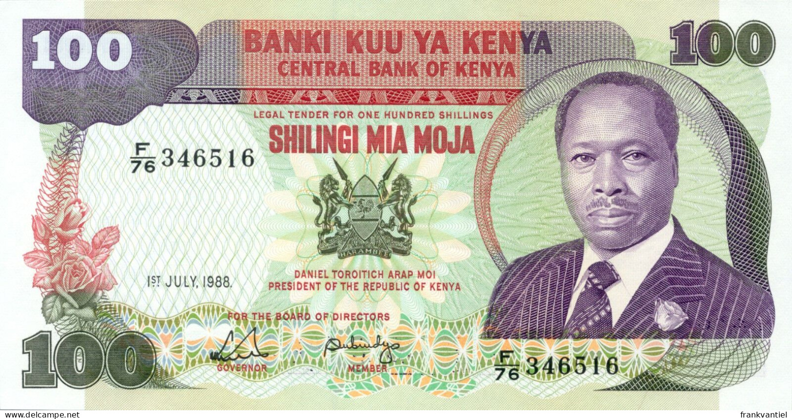 Kenya P-23f 100 Shillings 1988 UNC - Kenya