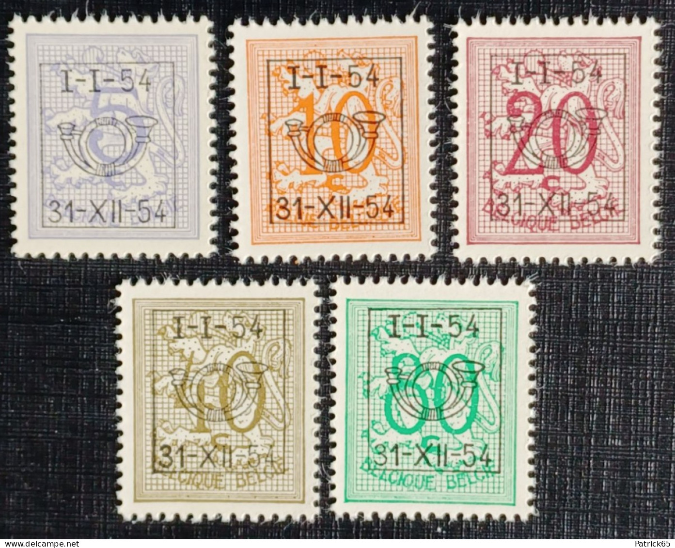 Belgie 1954 Obp.nrs.PRE 640/644 Cijfer Op Heraldieke Leeuw - Type D - Reeks 46 - Typos 1951-80 (Chiffre Sur Lion)