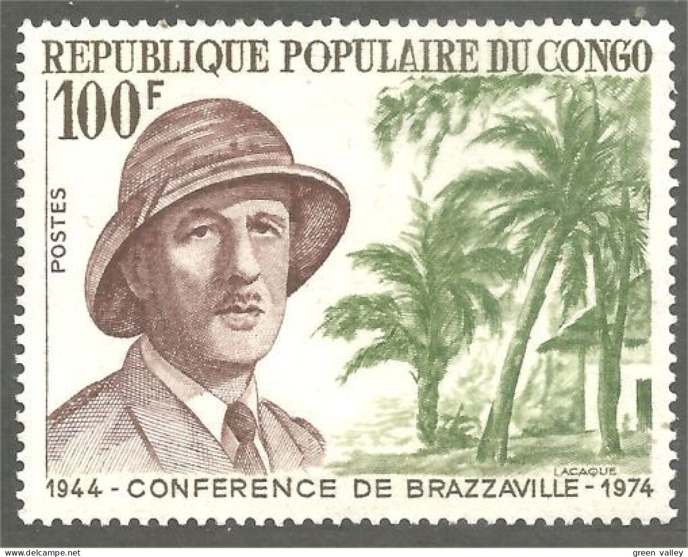 XW01-1535 Congo Charles De Gaulle 500F Conférence Brazzaville MH * Neuf - De Gaulle (Général)