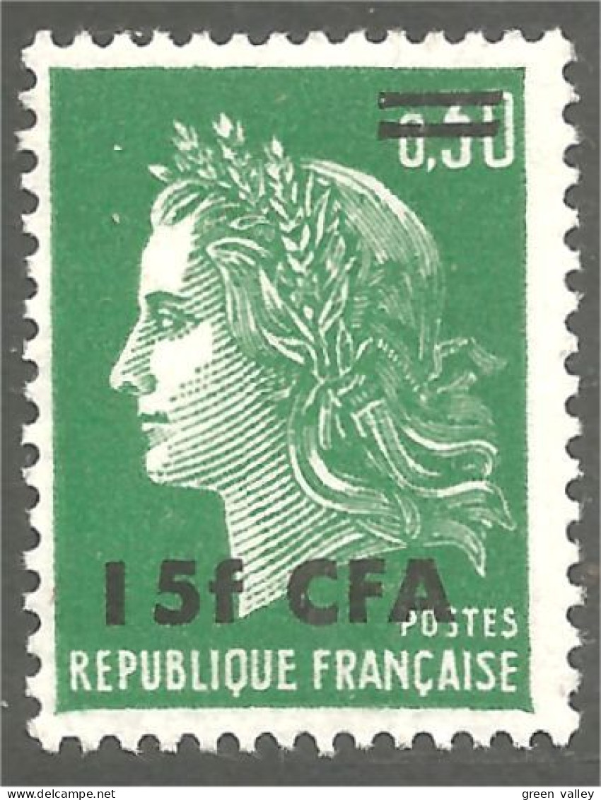 XW01-1524 Réunion CFA 15f Sur 0.30 Marianne Vert MNH ** Neuf SC - Neufs