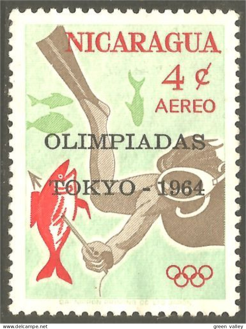 XW01-1520 Nicaragua Plongée Poisson Fish Fisch Scuba Diving Tauchen Surcharge Tokyo 1964 No Gum - Plongée