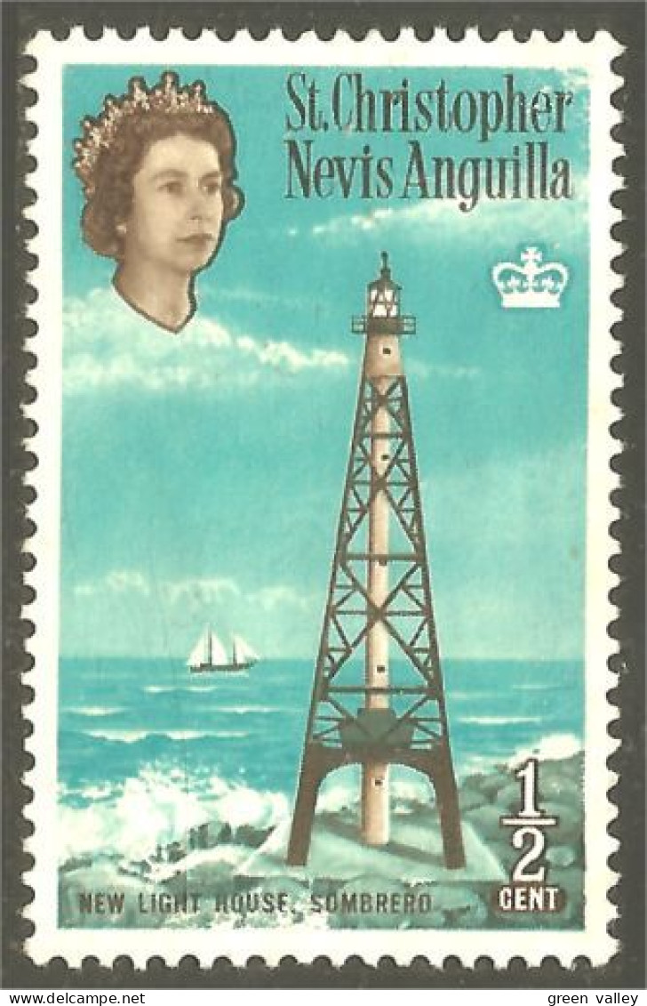 XW01-1512 St Christopher Nevis Anguilla Phare Sombrero Lighthouse Lichtturm Faro No Gum - St.Kitts-et-Nevis ( 1983-...)