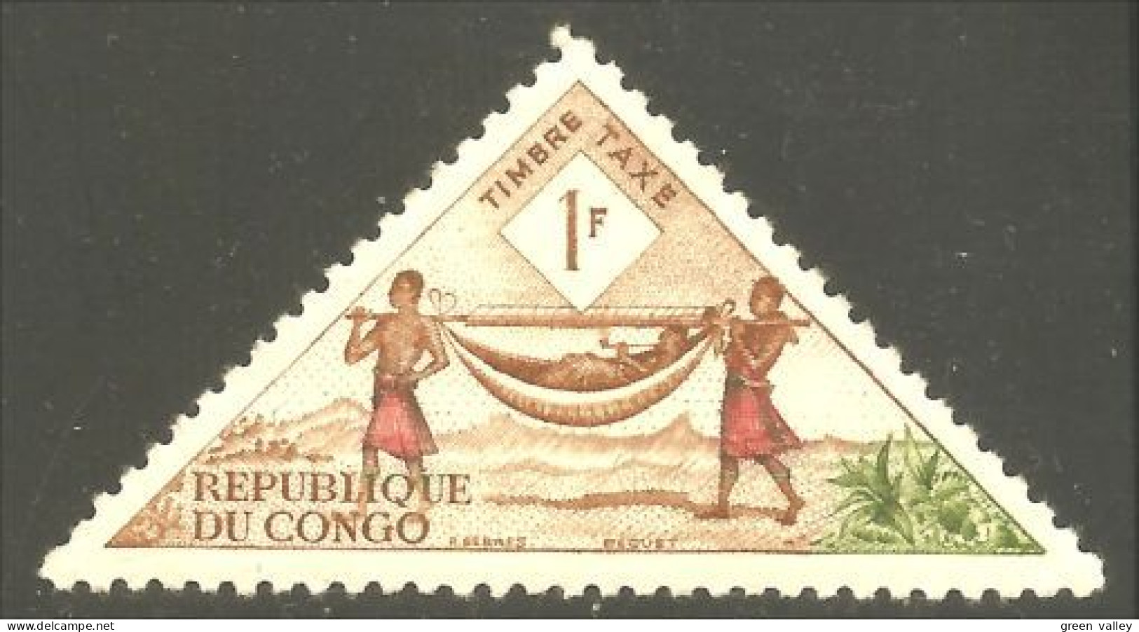 XW01-1507 Congo Triangle Chaise Porteur Sedan Chair Postage Due Taxe No Gum - Mint/hinged