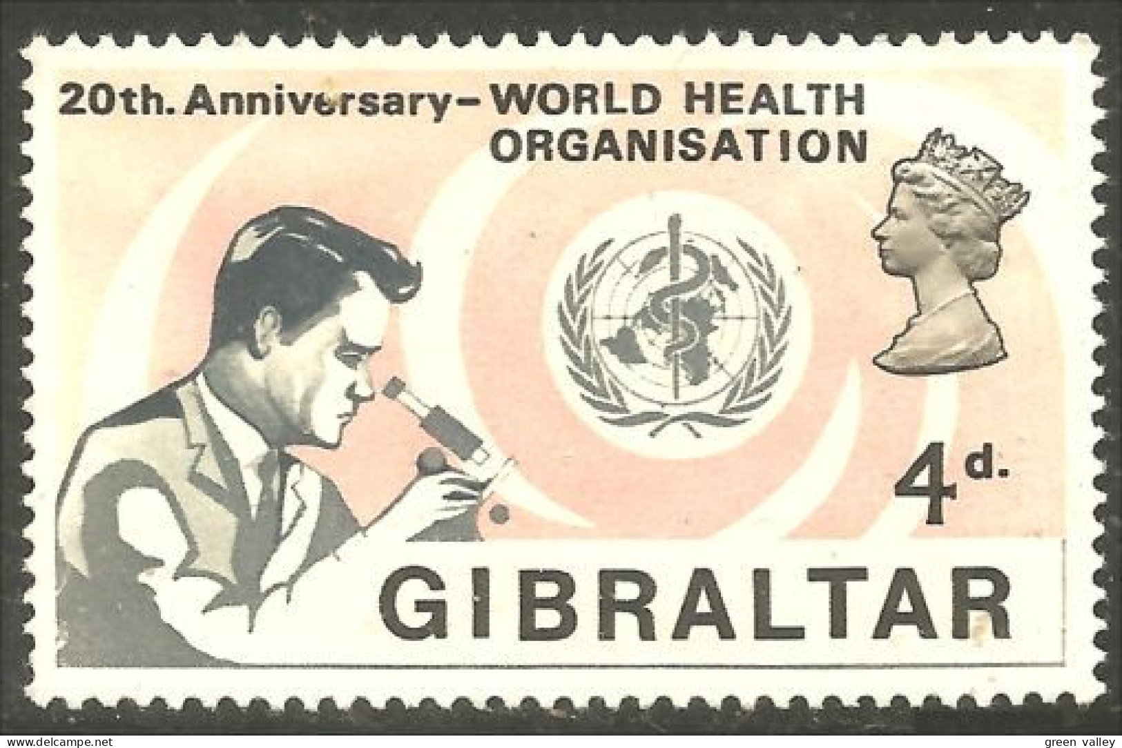 XW01-1390 Gibraltar Health Organisation Santé WHO OMS Microscope No Gum - Geneeskunde