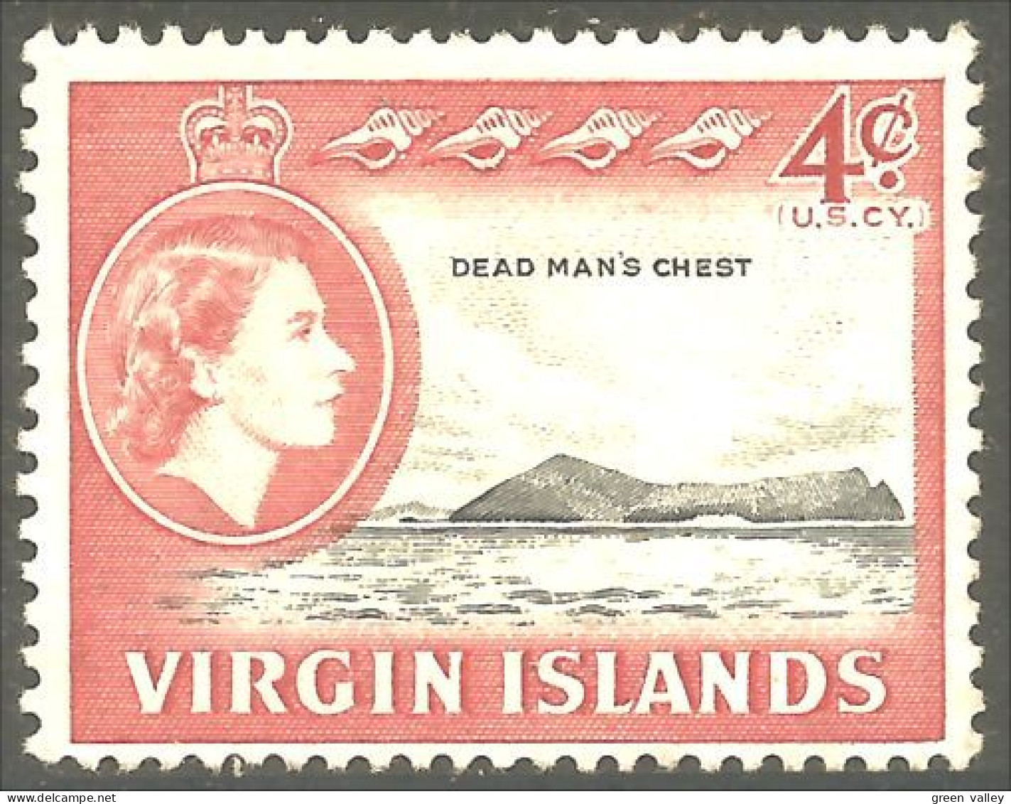 XW01-1382 Virgin Islands Iles Vierges Dead Man Chest Mountain No Gum - Iles Vièrges Britanniques