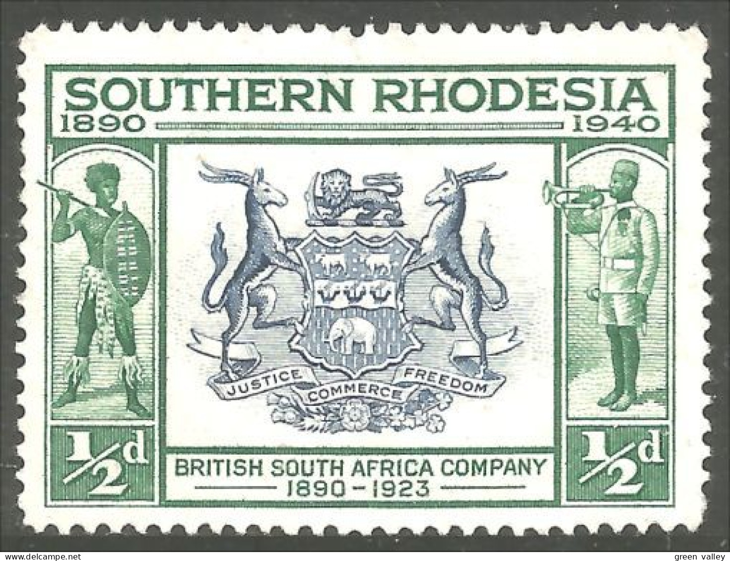 XW01-1328 Southern Rhodesia British South Africa Company Voilier Bateau Sailing Ship Boat Arms No Gum - Schiffe