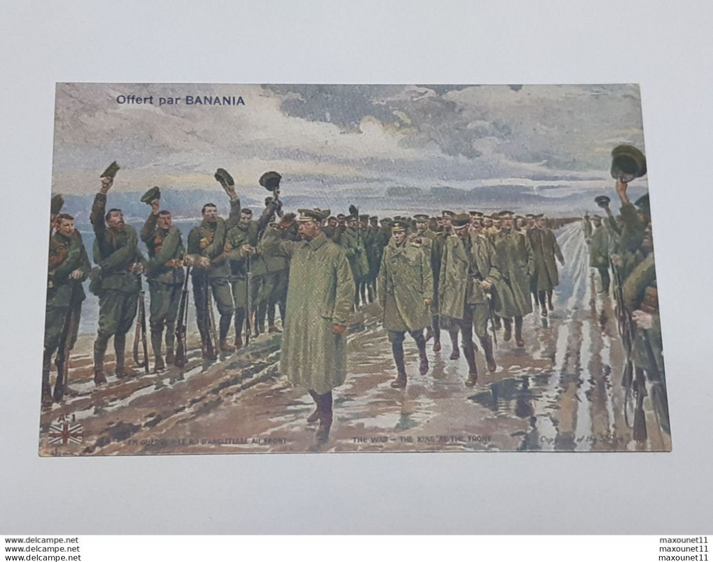 Ancienne Carte Postale Avec Publicité Banania - Roi D'Angleterre Au Front - The King At The Front - The War .. Lot145 . - Publicité