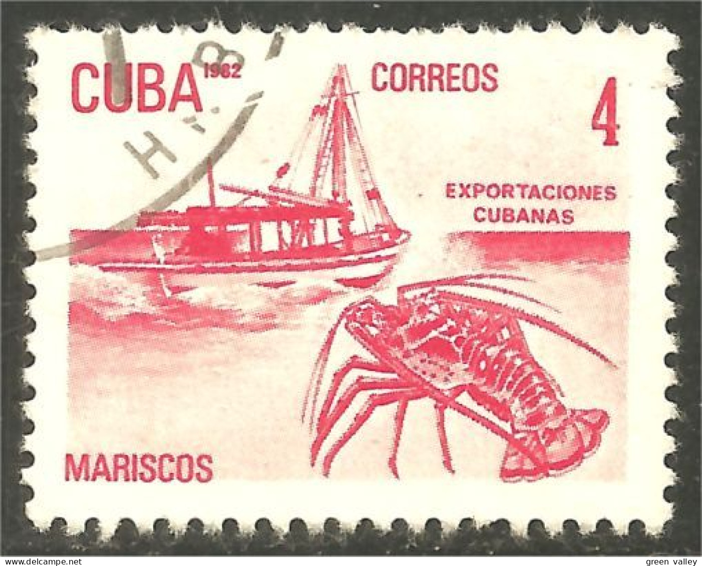 XW01-1948 Cuba Mariscos Crustacés Langouste Lobster Bateau Fishing Boat - Bateaux