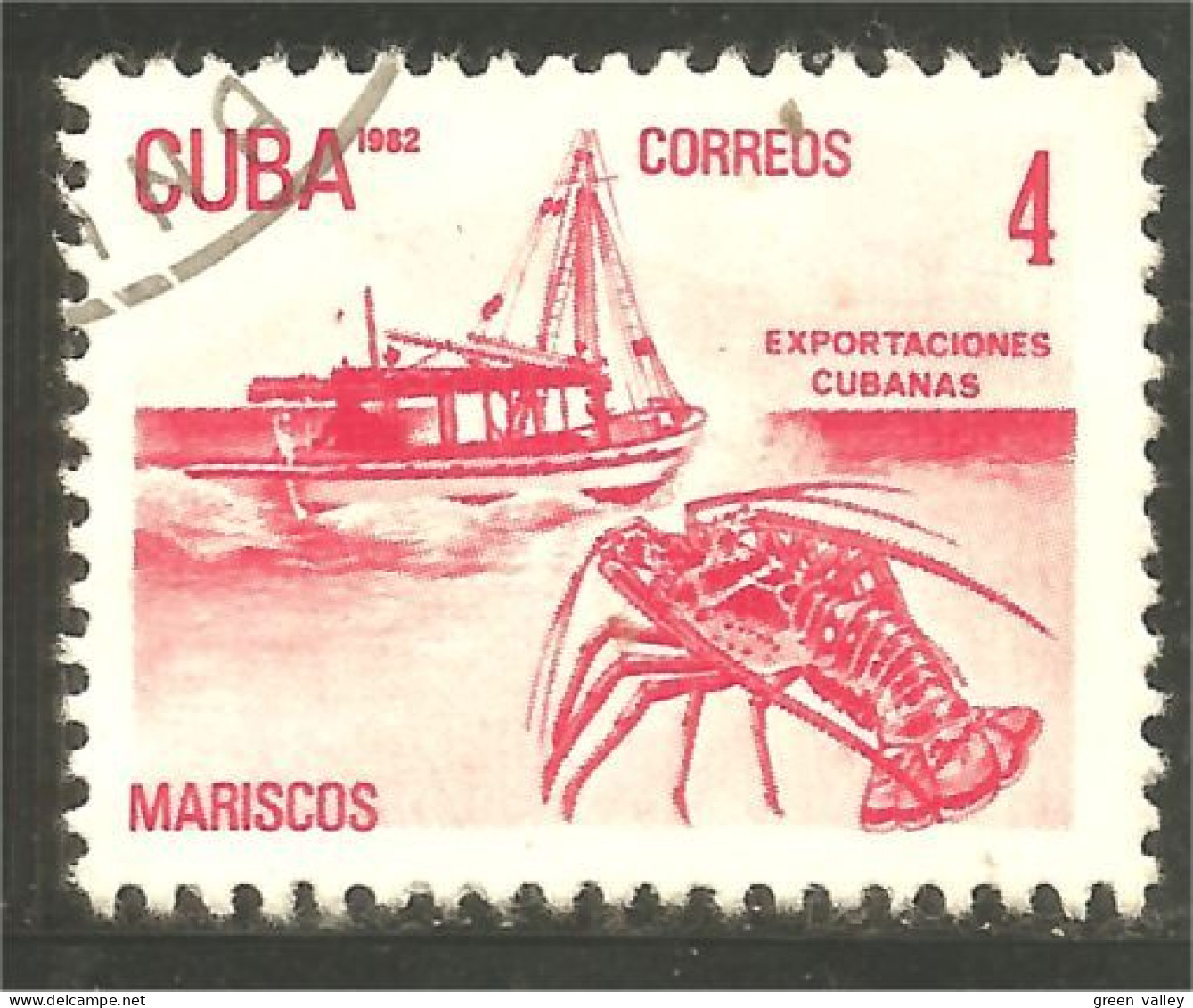 XW01-1947 Cuba Mariscos Crustacés Langouste Lobster Bateau Fishing Boat - Schiffe