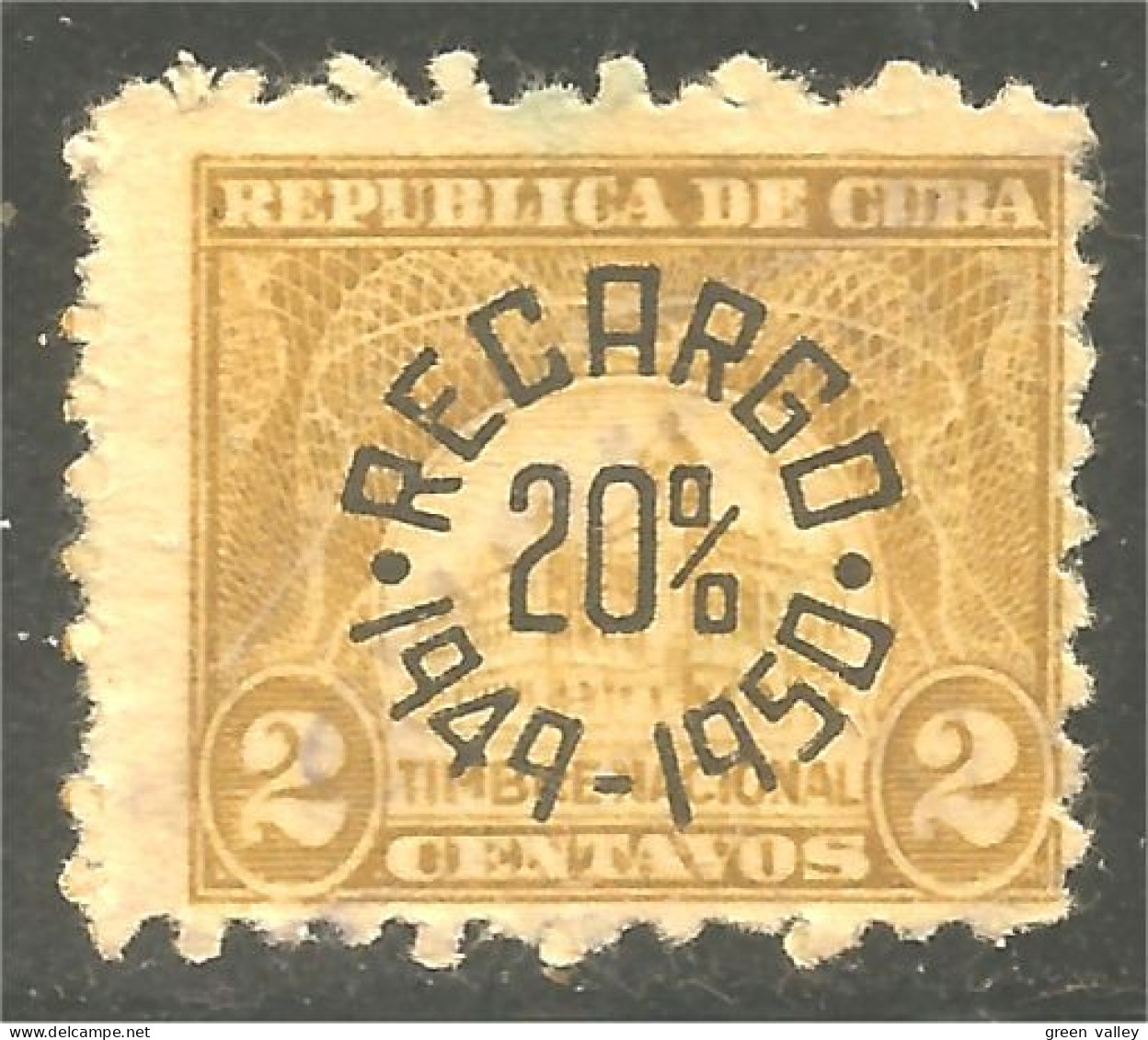 XW01-1909 Cuba 1949-1950 2 Centavos Yellow Jaune - Oblitérés