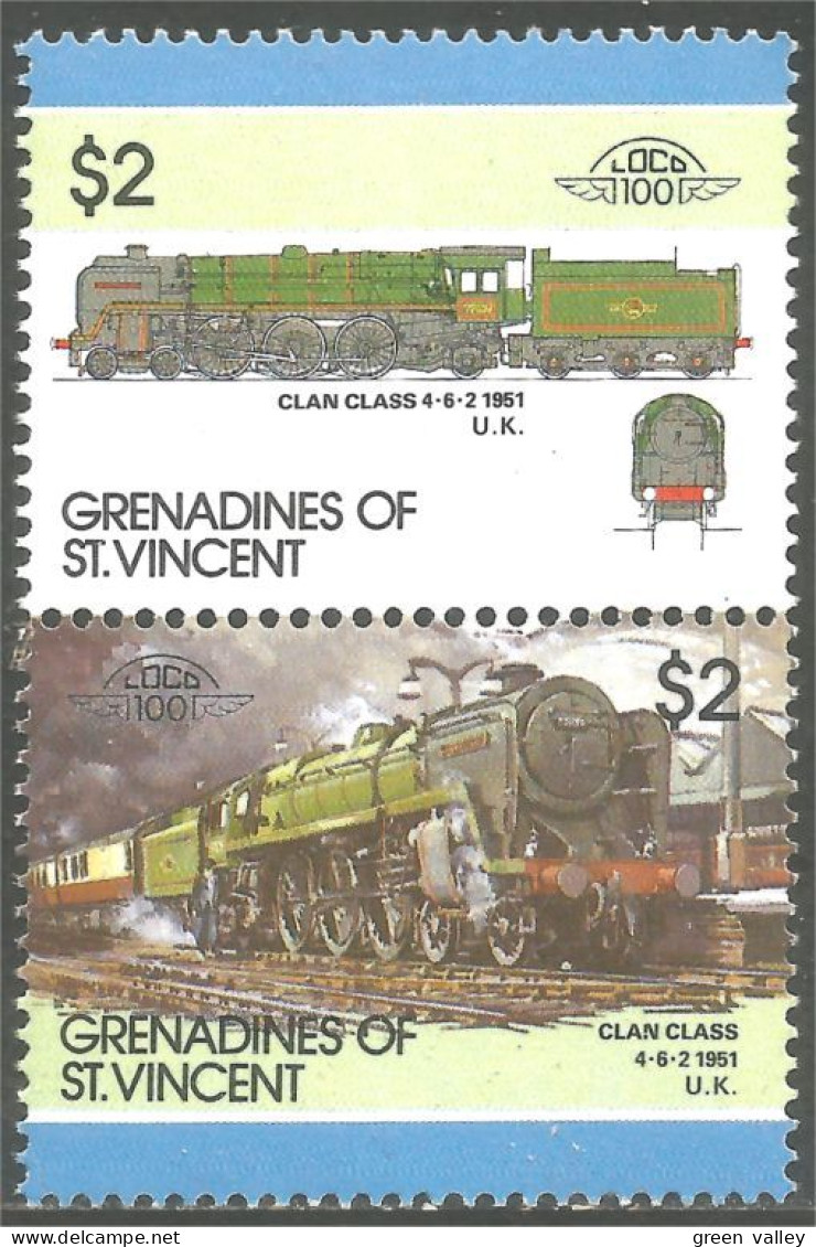 XW01-1890 St-Vincent Train Locomotive Railway Zug Treno 1951 Clan MNH ** Neuf SC Face $4.00 - Treni