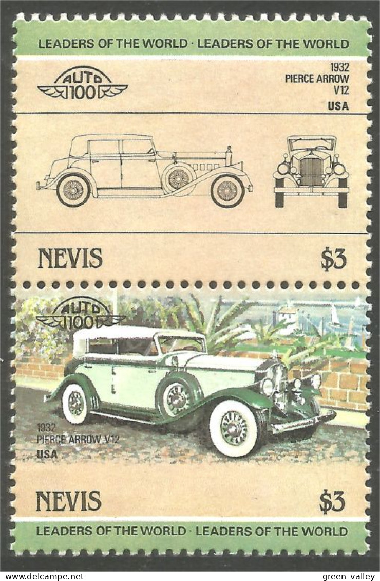 XW01-1876 Nevis Automobile Car Auto 1932 Pierce-Arrow V12 MNH ** Neuf SC Face $6.00 - Voitures