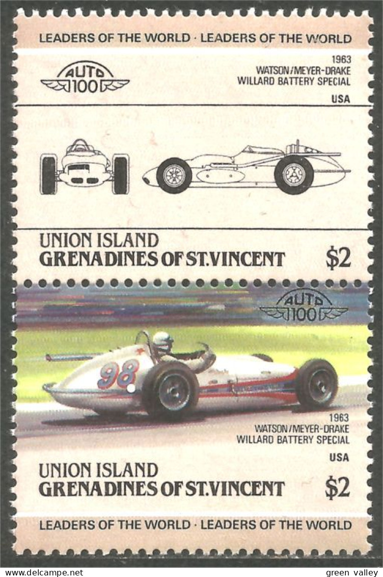 XW01-1869 St Vincent Automobile Car Auto 1963 Watson-Meyer-Drake Willard MNH ** Neuf SC Face $4.00 - Autos