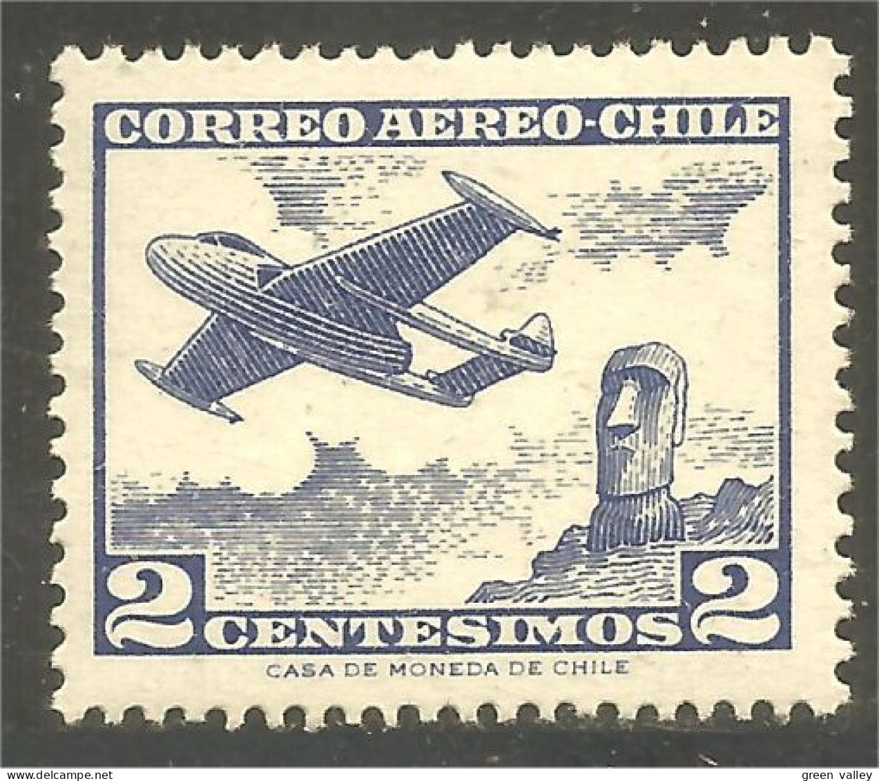 XW01-1855 Chile Avion Airplane Statue Pâques Easter Island Aereo MNH ** Neuf SC - Flugzeuge