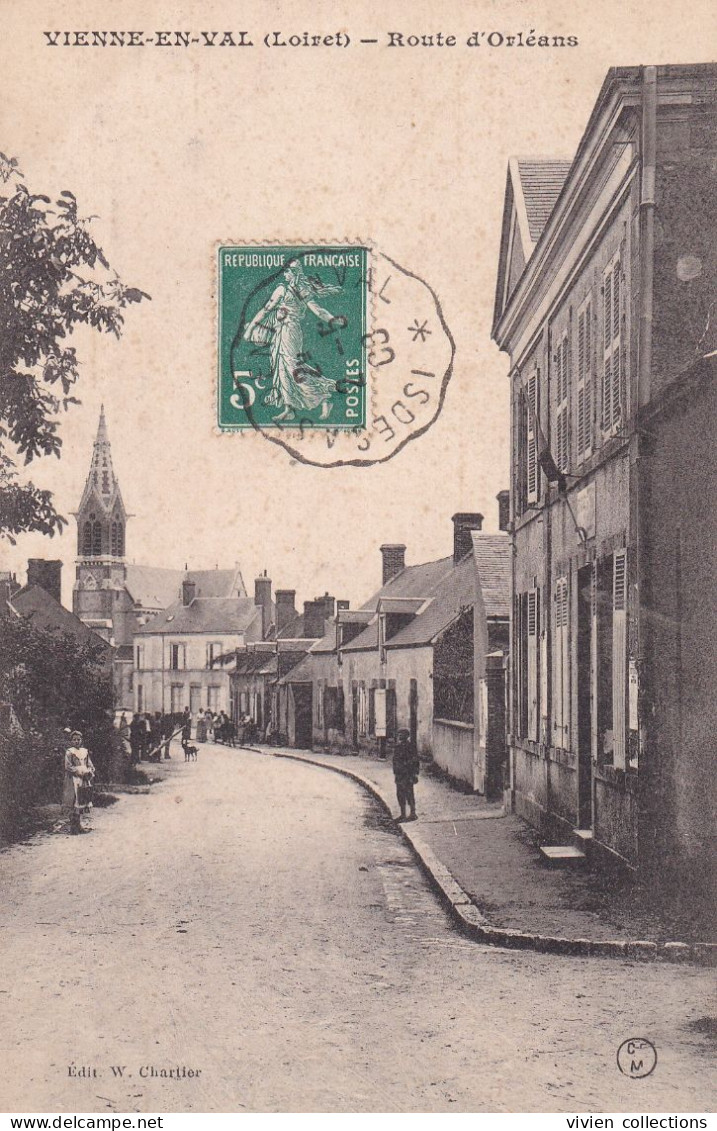 Cachets Convoyeurs (45) Type 3 Isdes à Saint Denis En Val 1908 Ligne Départementale Du Loiret Sur Carte De Vienne En Val - Poste Ferroviaire