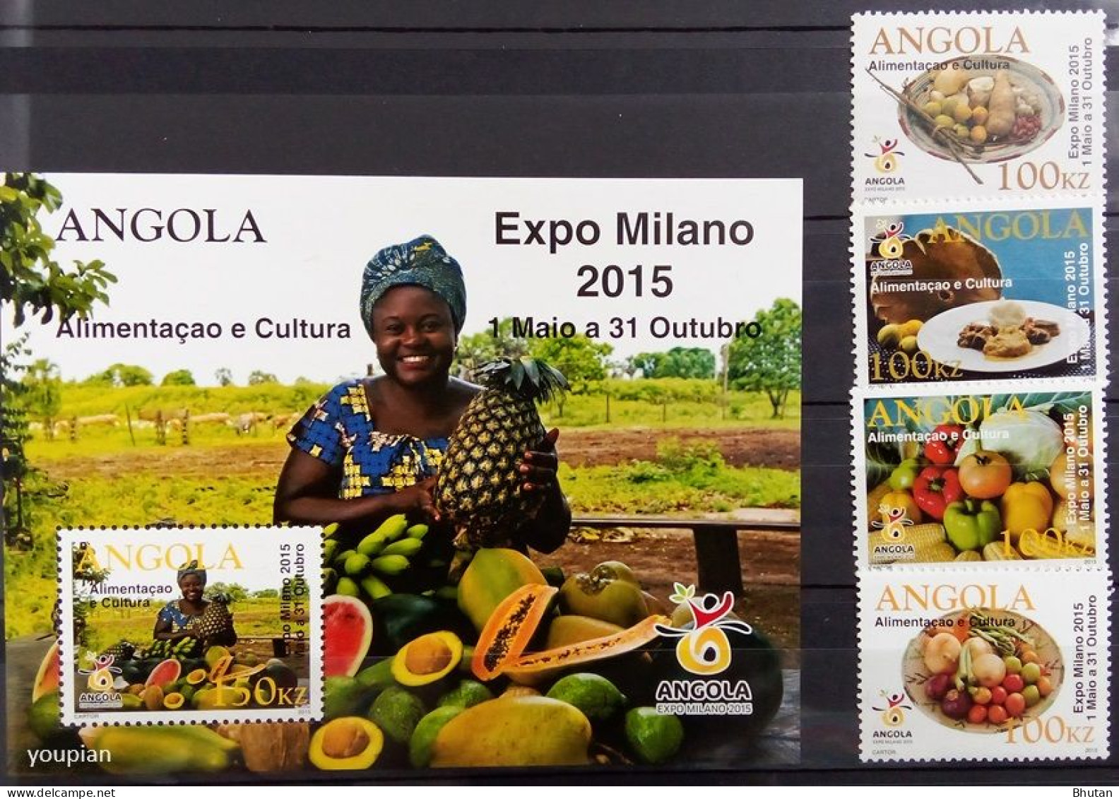 Angola 2015, EXPO 2015 In Milano - Fruits, MNH S/S And Stamps Set - Angola