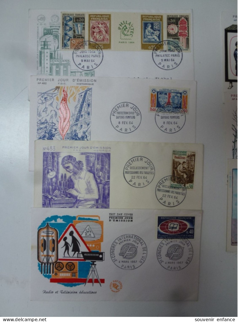 Lot De Premier Jour FDC 1964 Philatec Protection Civile Saint Louis Paralysés Télévision - 1960-1969