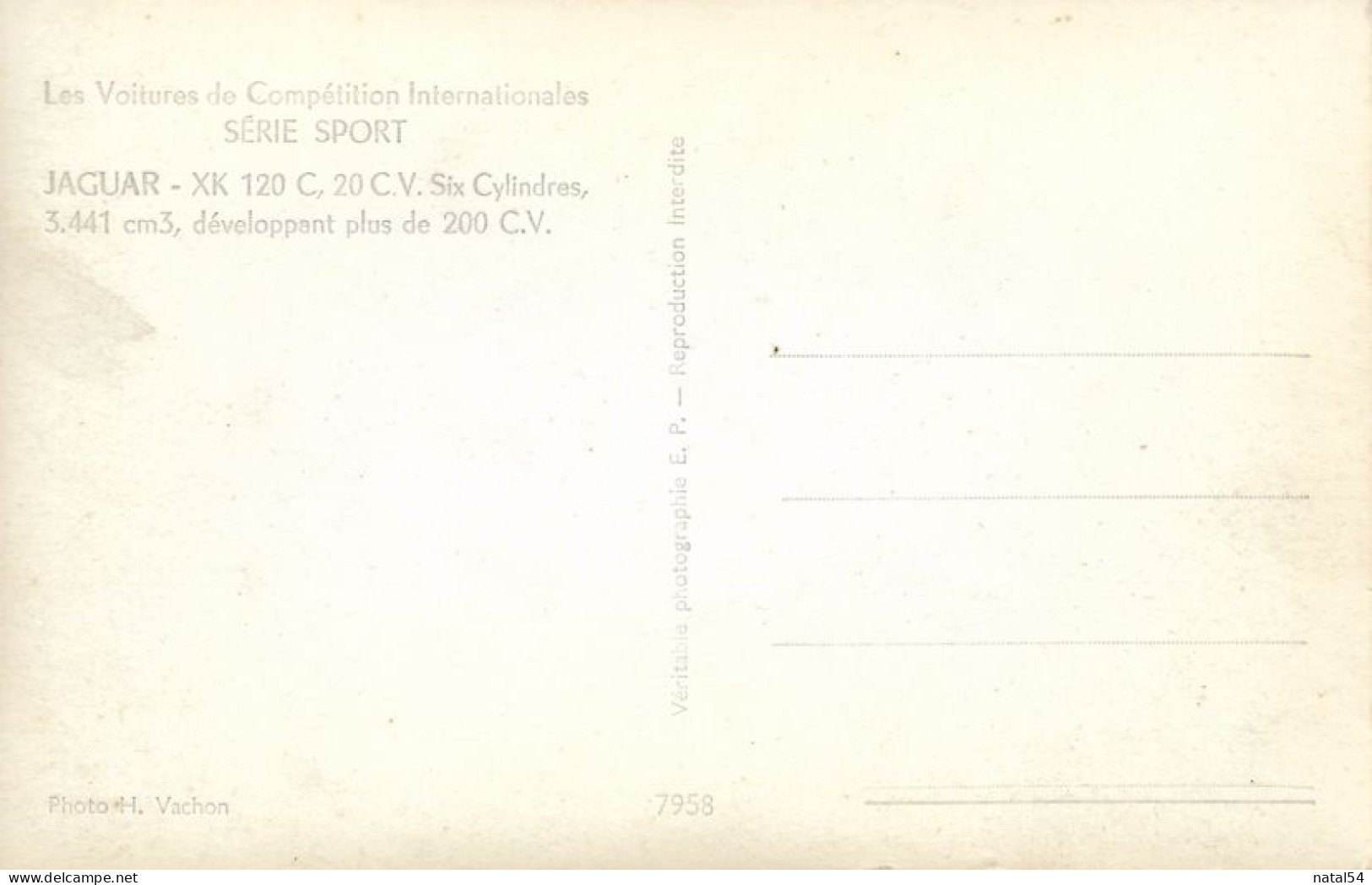 Les Voitures De Compétition Internationales : JAGUAR - XK 1 - 20 C.V - 6 Cylindres - 3441 Cm3 - CPM Format 9X14 Neuve - Autres & Non Classés