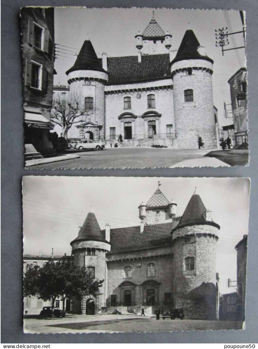 CP 07 Ardèche AUBENAS -lot De 2 Cartes Postales -  Le Château XIIIè Siècle - Voiture 1950 - Aubenas