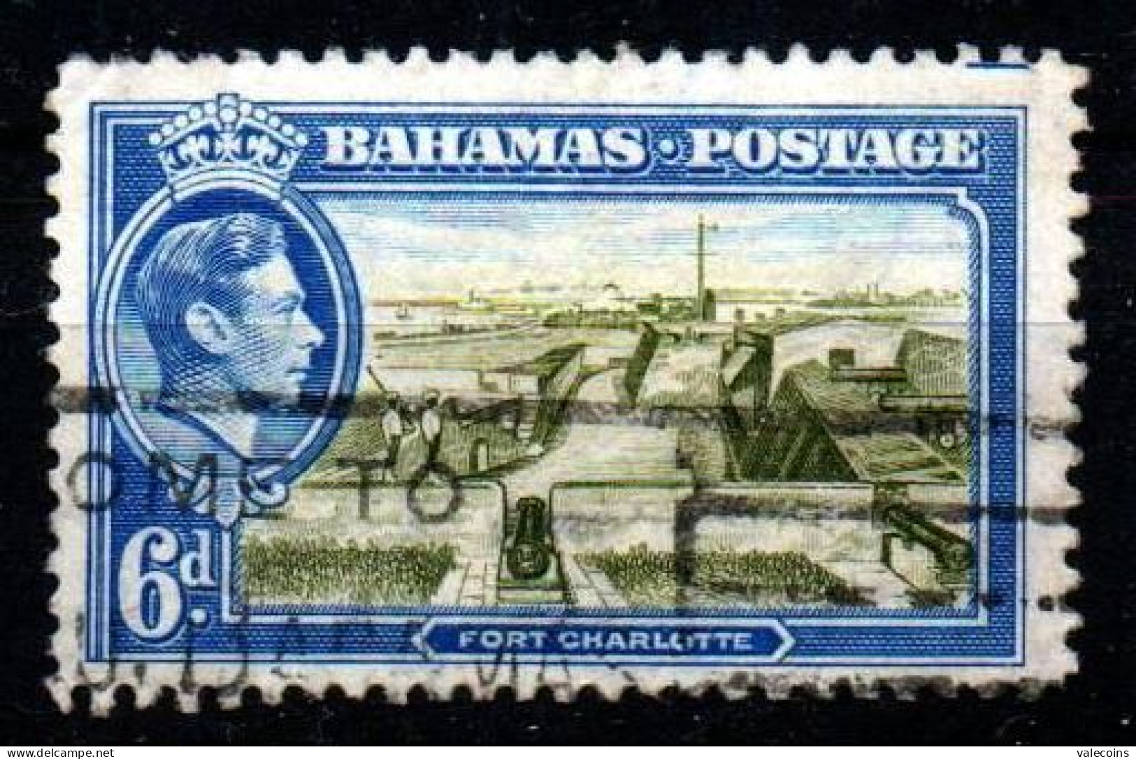 BAHAMAS - 1938 - 6d - King George VI - Fort Charlotte - Used     MyRef:E - 1859-1963 Crown Colony