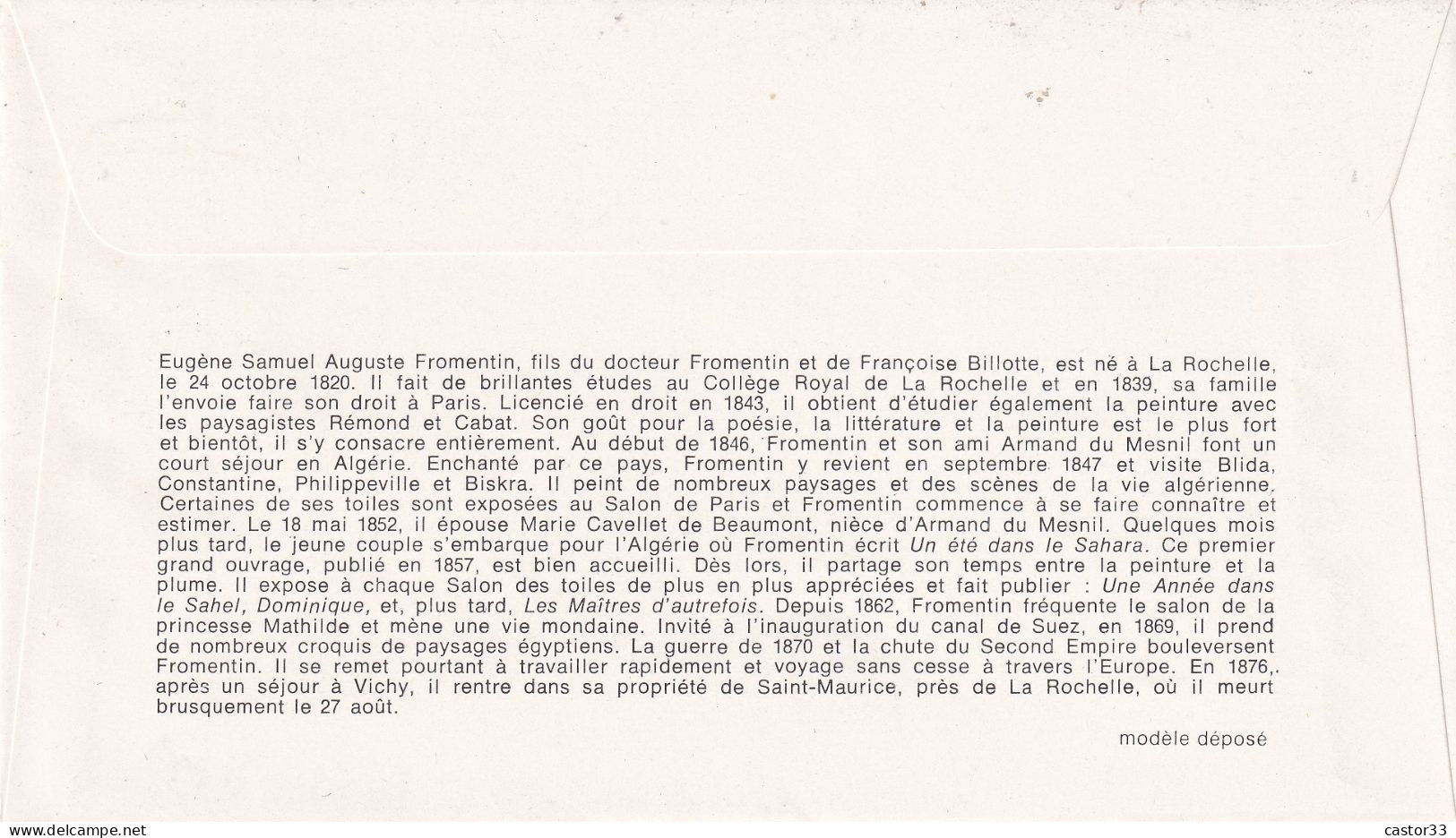 1er Jour, Eugène Fromentin - 1970-1979