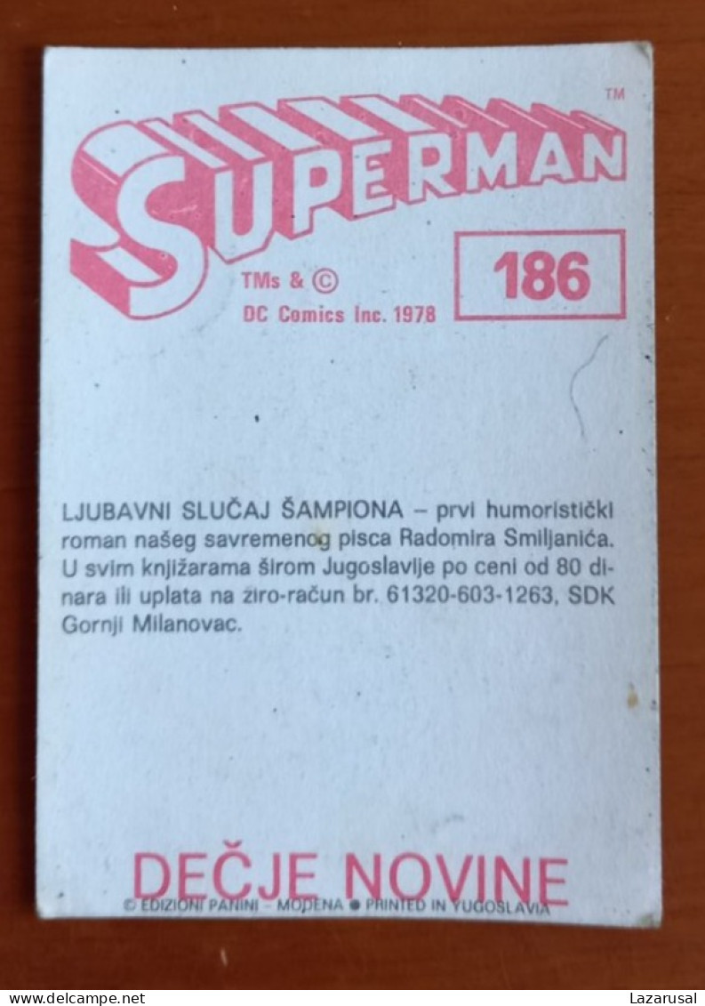 #14 SUPERMAN Panini Sticker (Printed In Yugoslavia - Decje Novine) RARE - Autres & Non Classés