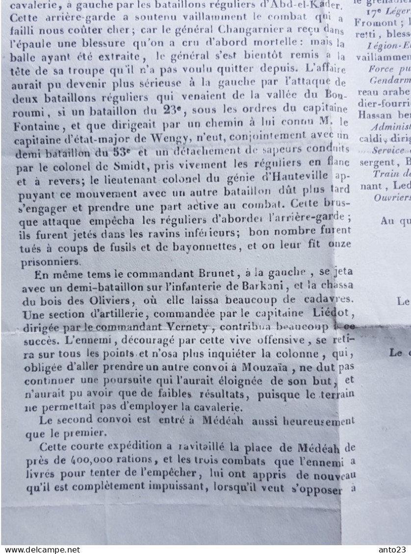 1841 marque postale avec courrier de l armée d 'Afrique état - major général  a Alger gouverneur BUGEAUD / TARLE -